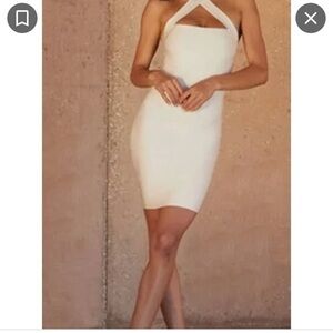 NWT Herve Leger for F21 white halter dress, size XXL
